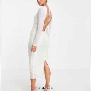 Sequin pencil bridal midi dress